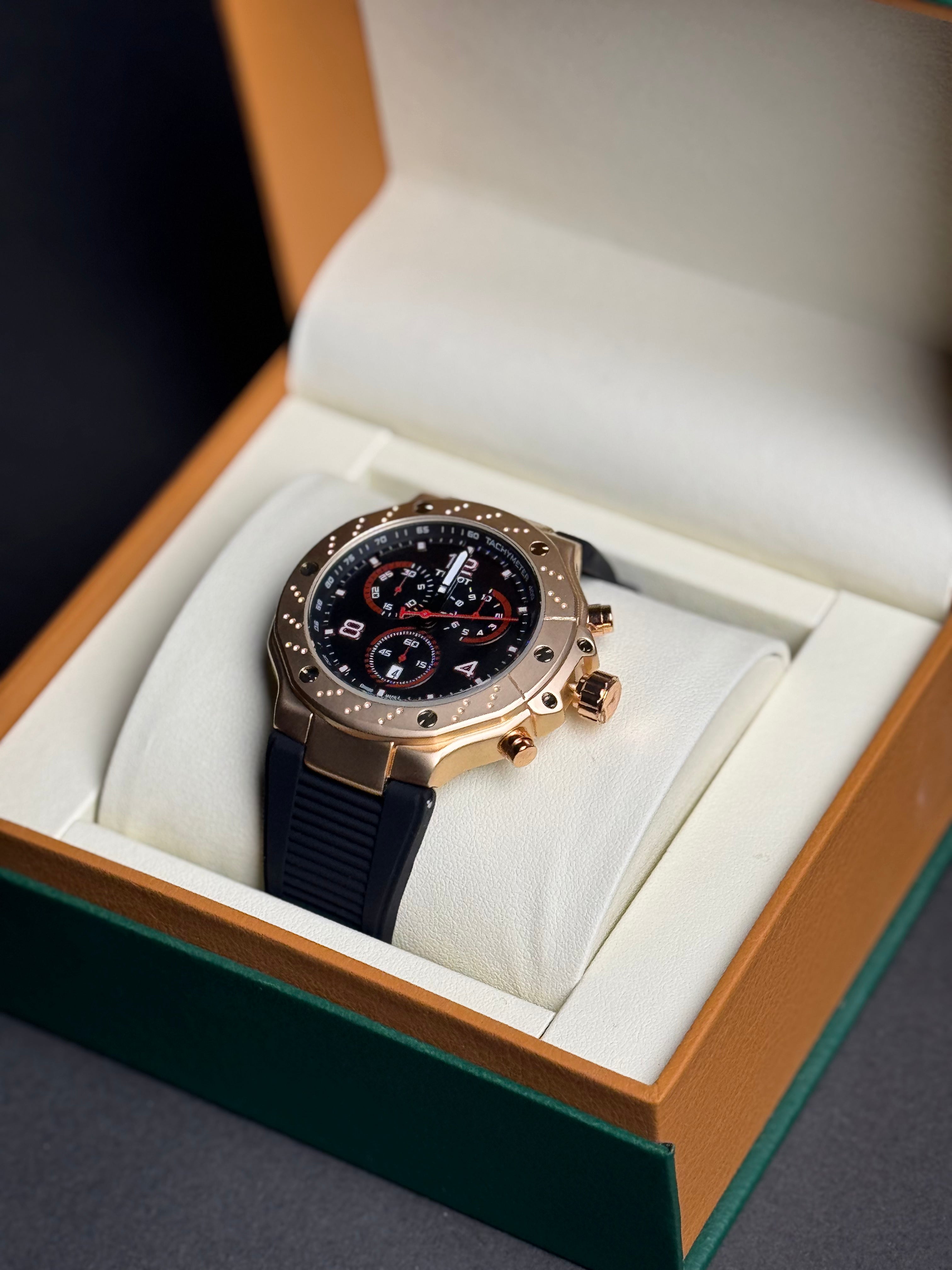 Tissot with Strap and Golden Dial